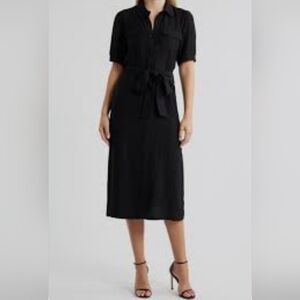 Halogen Black Midi Shirt Dress Size S